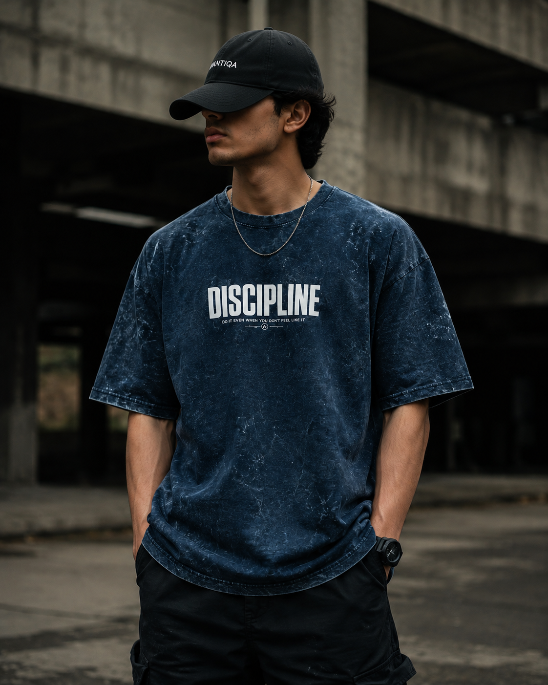 DISCIPLINE Unisex Acid Washed Oversized Tee