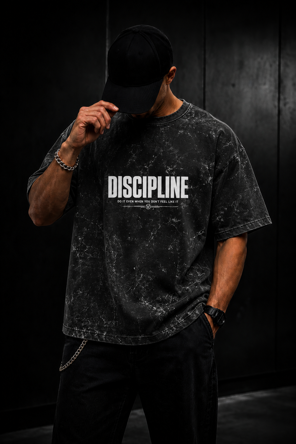 DISCIPLINE Unisex Acid Washed Oversized Tee